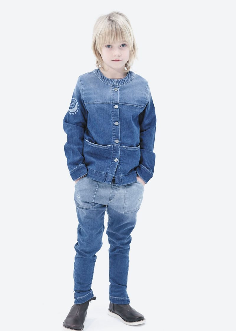 jeansowa kurtka dziecięca, dla dziecka, dla chłopca, z jeansu, z denimu, denimowa, na guziki, granatowa,