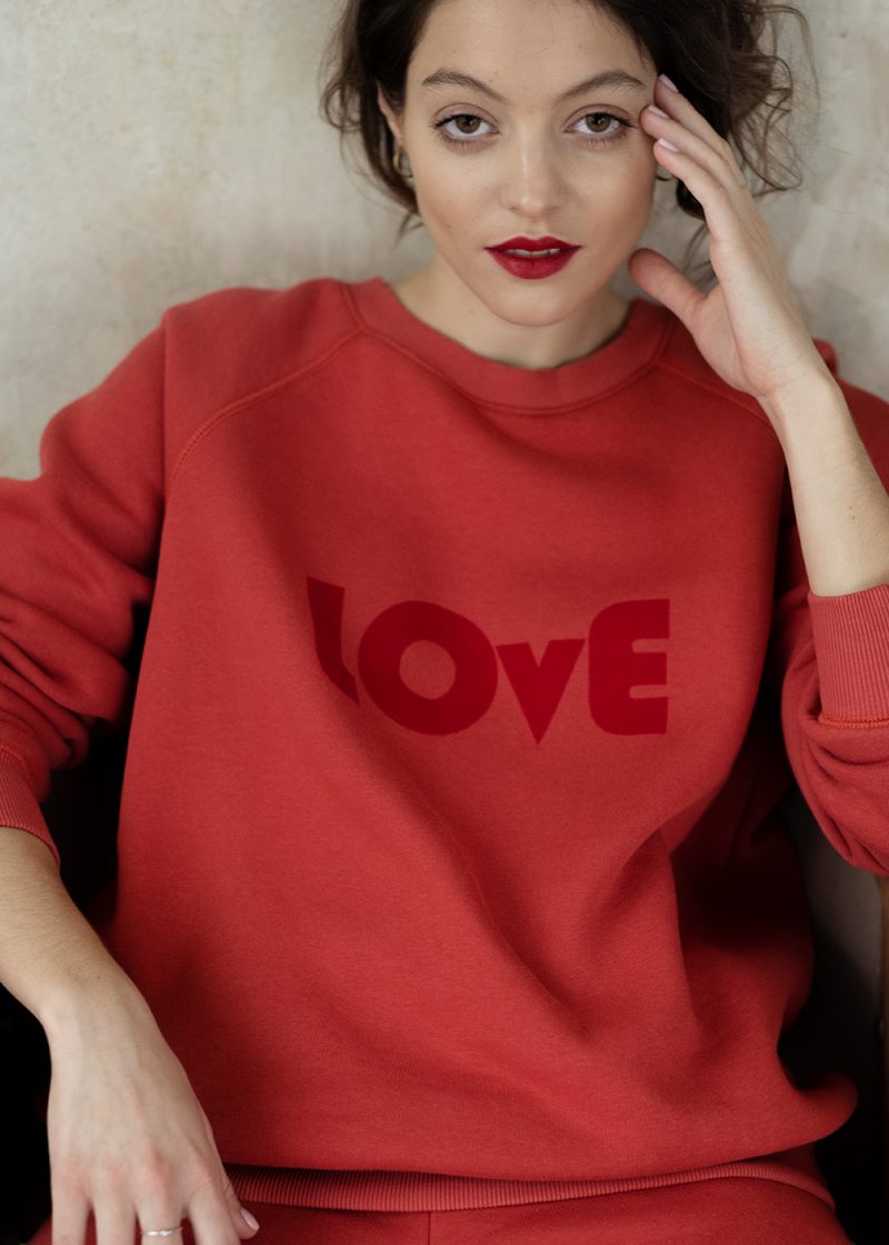 love sweatshirt, czerwona damska bluza love