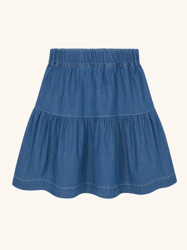 dżinsowa spódnica, jeansowa spódnica dla dziewczynki, granatowa, niebieska, z denimu, długa, za kolana