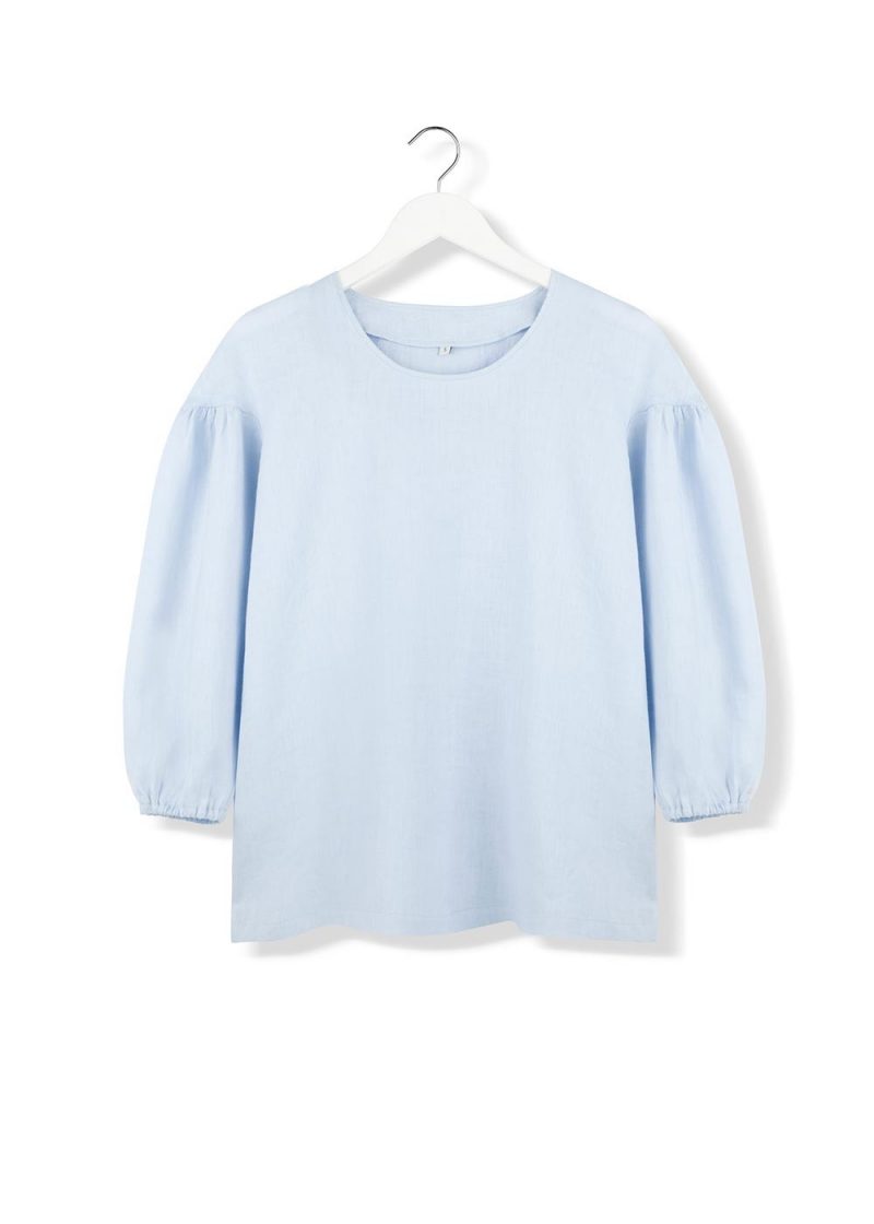 blue sky linen blouse