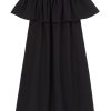 sukienka Noir Bardot, kobieca , czarna, sukienka, “bardotka”, z kreszowanego batystu, bawełniana, 100% bawełny, z odsłoniętymi ramionami, z dekoltem, a la lata 60