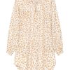 tunika Golden Leopard, damska, bawełniana sukienka koszulowa, tunika, do kolan, wiązana na sznurki, z dekoltem, długim rękawem, w panterkę 100% bawełna organiczna,