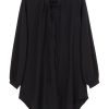 czarna tunika, sukienka koszulowa, prosty krój, do kolan, wiązana przy dekolcie, z bawełny organicznej, 1005 bawełna organic cotton, damks prosta sukienka