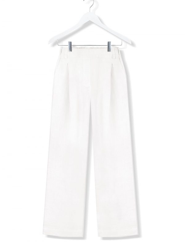 white shell linen trousers