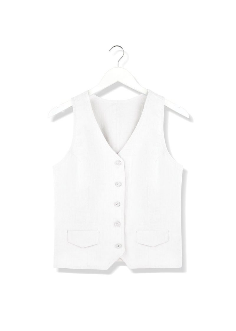 white shell linen vest