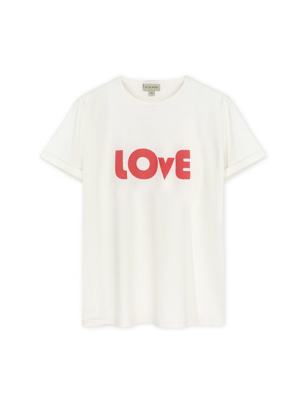 t-shirt z nadrukiem Love, love t-shirt, biały tshirt bawełniany