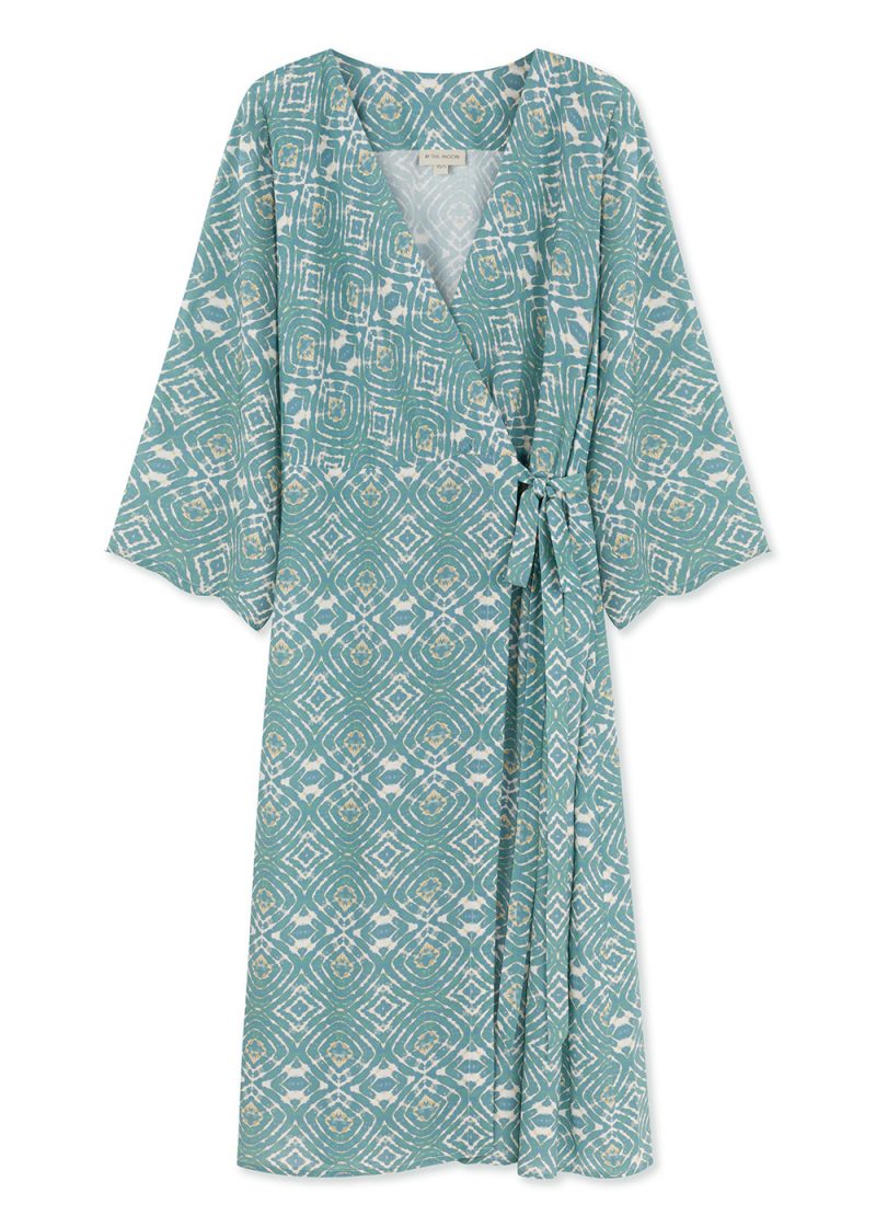 sukienka kopertowa turkusowa, envelope turquoise dress