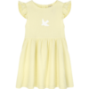 kanarkowa sukienka z muslinu, muslinowa żółta sukienka, bawełna organiczna, sukienka z nadrukiem jaskółki