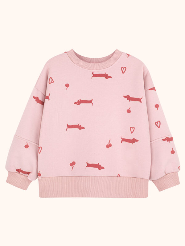 pastelowa bluza, różowa bluza, bluza w pieski, bluza w serduszka, bawełniana bluza, dziecięca, dla dziewczynki, cotton sweatshirt, pink sweatshirt