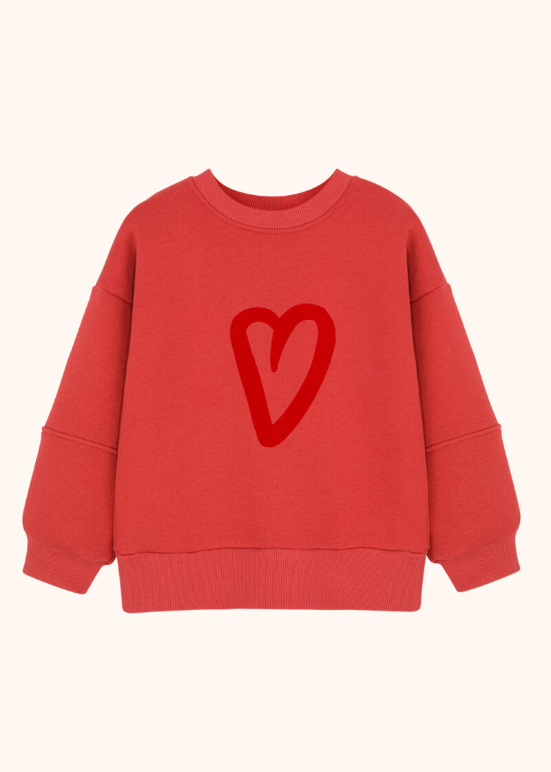 czerwona bluza, bluza z serduszkiem, dziecięca, bluza dla dziewczynki, bawełniana bluza, cotton sweatshirt, red sweatshirt, heart sweatshirt, Walentynki, Valentine's Day gift