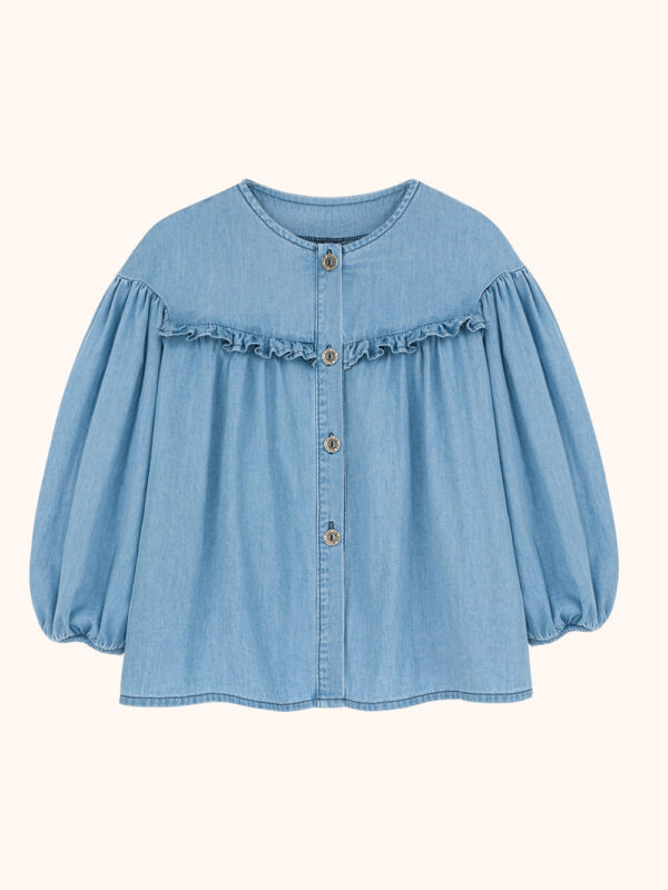 bluzka jasno niebieska, dzięcieca, bluzka denimowa, bluzka rozpinana, blue sky blouse, cotton blouse, for kids