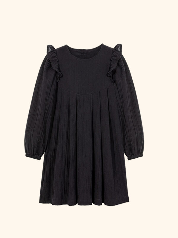 czarna sukienka, bawełniana sukienka, dla dzieci, sukienka z falbankami, sukienka za ko