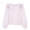 muślinowa bluzka, różowa bluzka, dla dzieci, bluzka z falbankami, organic cotton blouse, rose blouse, for kids
