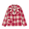 kurtka w kratkę, karminowo-beżowa kratka, wełniana kurtka, dla dzieci, wool jacket, checkered pattern jacket, for kids