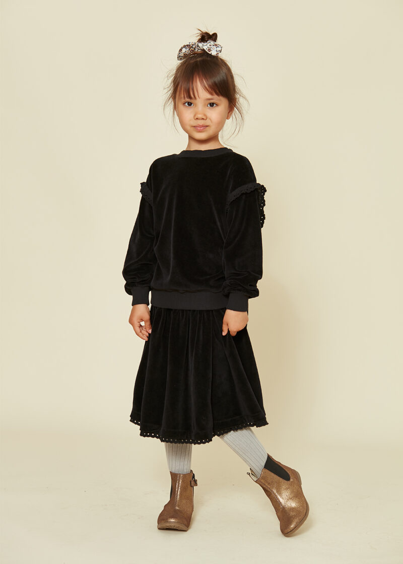 dziewczęca bawełniana czarna bluza welurowa