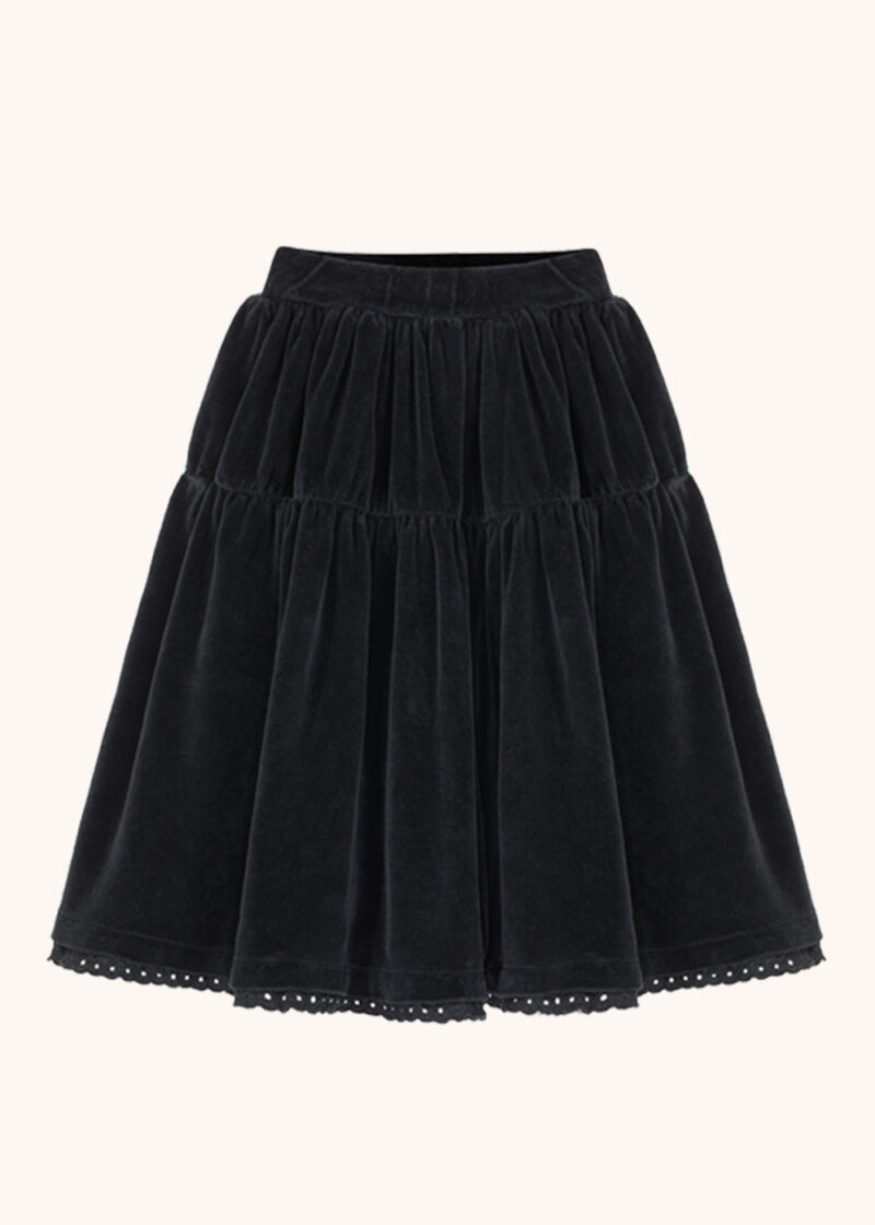 czarna welurowa spódnica dla dziewczynki, spódnica bawełniana z weluru