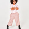 różowe kuloty lniane dla dziewczynki, różowe spodnie, spodnie dziecięce, lniane spodnie dziecięce