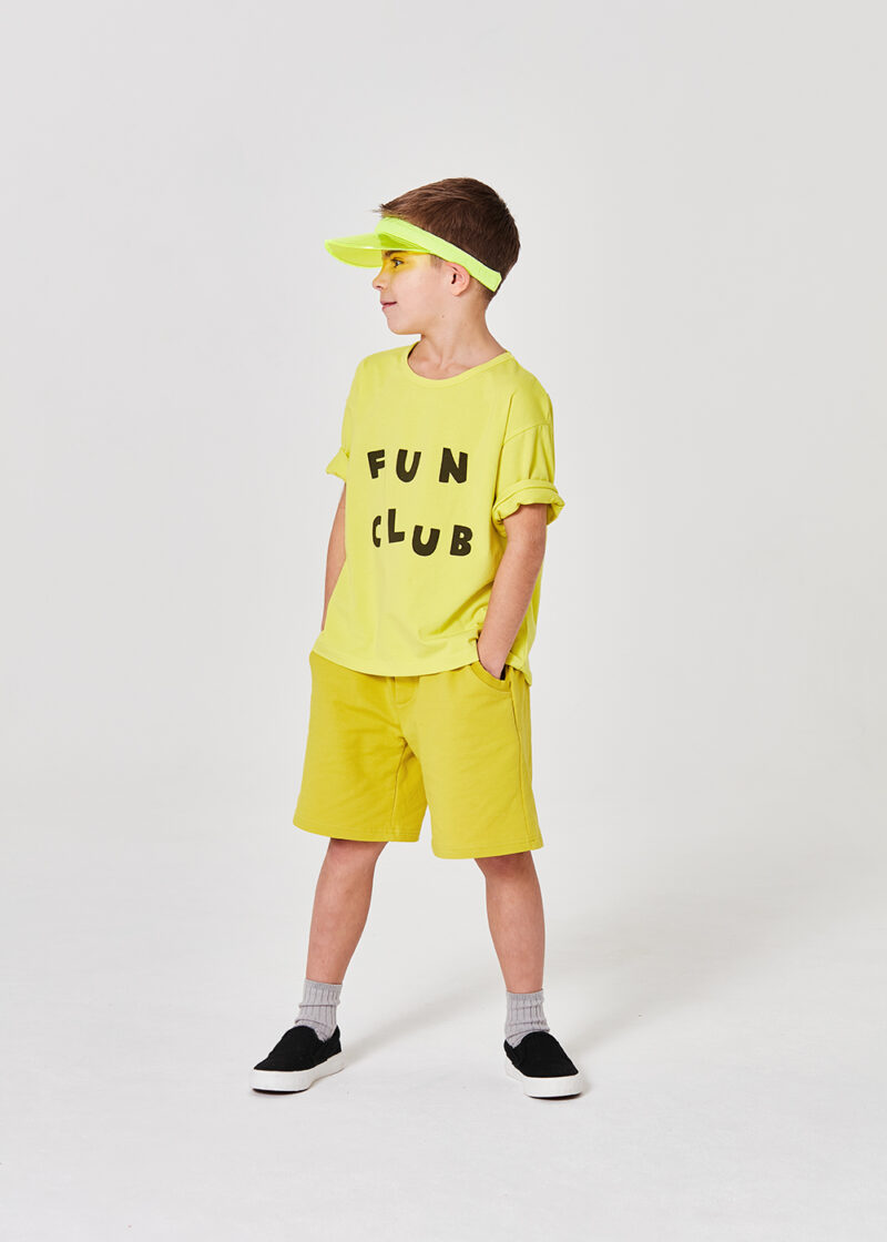 szorty i t-shirt dziecięcy, bawełniane, bawełniany, neonowe, neonowy, dla dziecka