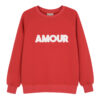czerwona damska bluza dzianinowa Amour, z haftem Amour, z napisem