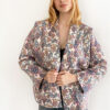 damska kurtka pikowana, kimonowa, w orientalne wzory, z kieszeniami, na wiosnę, lato, modna kurtka damska
