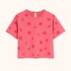 t-shirt dziecięcy różowy, w kwiatki i serduszka, dla dziewczynki, bawełniany