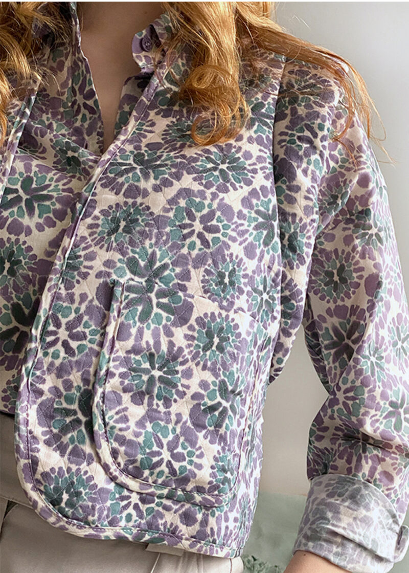 damska kamizelka pikowana w stylu boho, krótka kamizelka fioletowa,