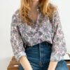damska koszula w fioletowe kwiaty, bawełniana koszula, 100% bawełna, cienka, przewiewna