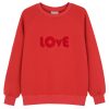 damska bluza czerwona, love, polska marka, haft chenille, by the moon