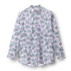 damska koszula zapinana na guziki, bawełniana, 100% bawełna, fioletowa, fioletowo-zielony wzór kwiatowy