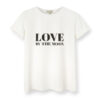 biały damski t-shirt, bawełniany, z nadrukiem LOVE by the moon, biała koszulka damska z krótkim rękawem