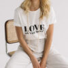 damski biały t-shirt, koszulka z nadrukiem love by the moon