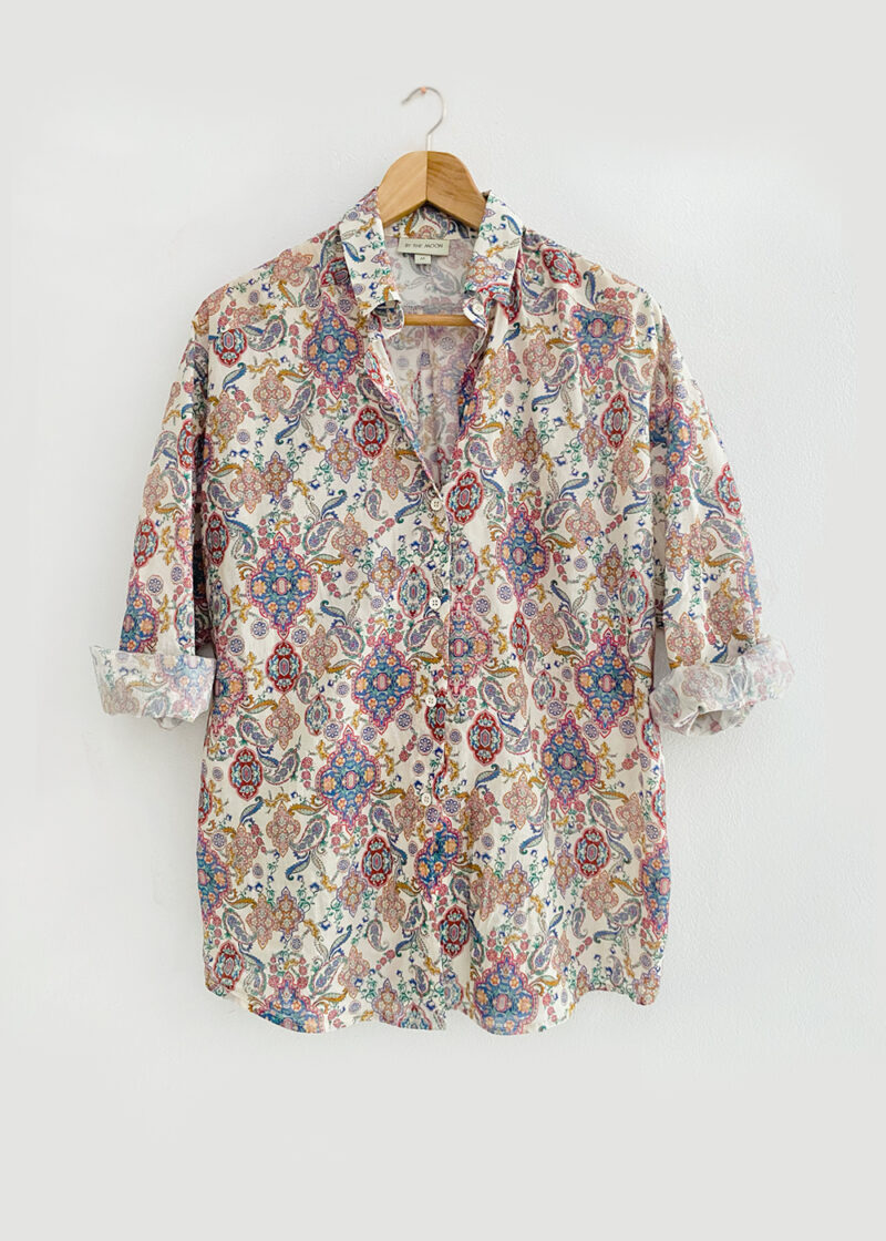 koszula damska z długim rękawem, bawełniana, 100% bawełna, z printem w kolorowe wzory, wzorki, orientalne, produkt polski