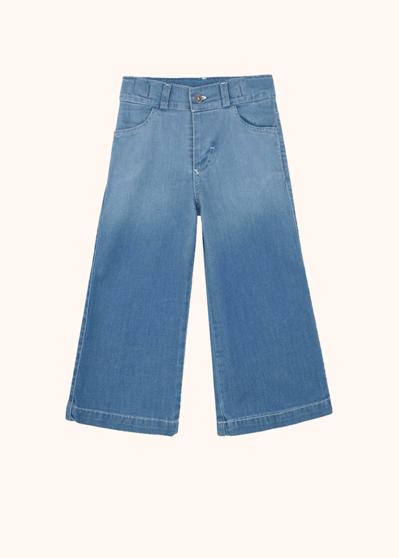 szerokie spodnie jeansowe dla dziecka, dla dziewczynki, z jeansu, denimowe kuloty, z szerokimi nogawkami, z denimu, z jeansu