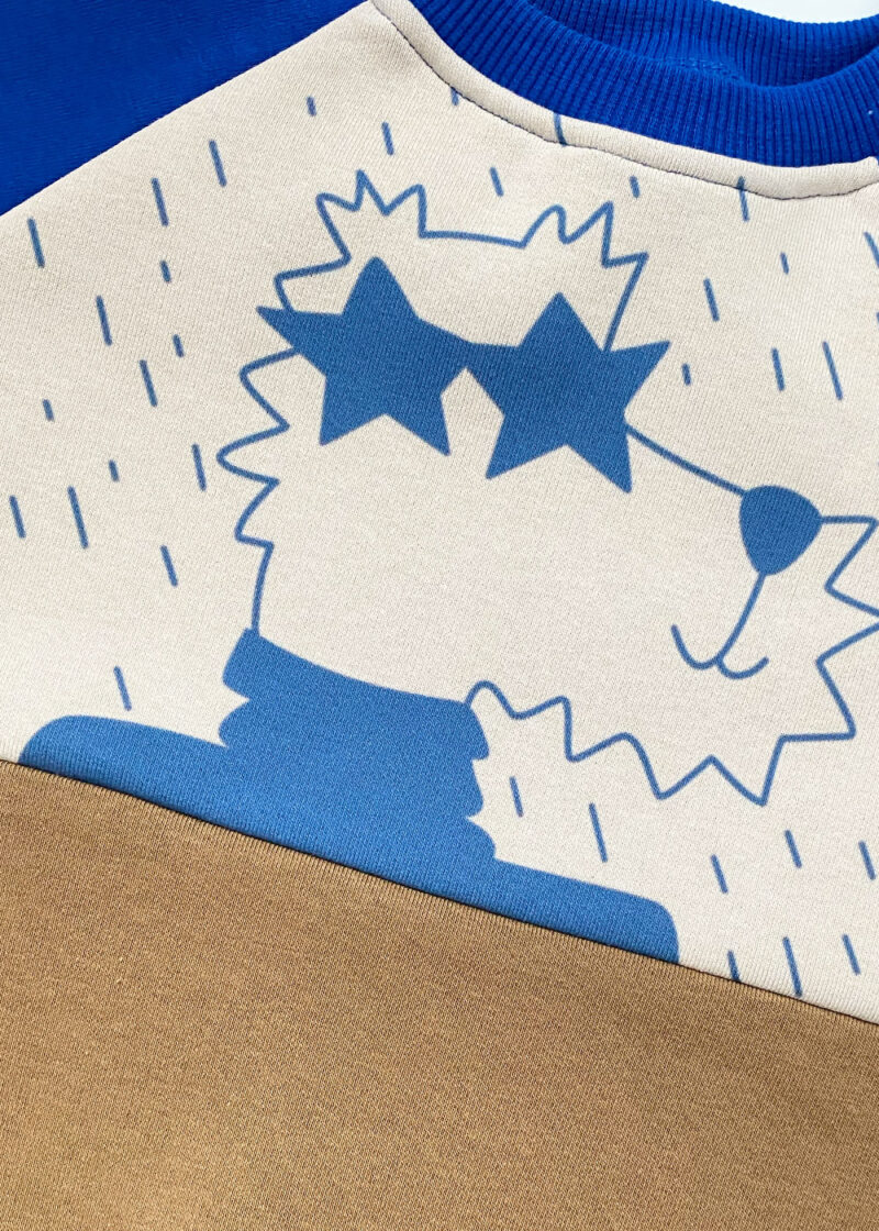 bluza z psem dla dziecka, deszczowy pies, z nadrukiem niebieskim