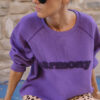 bluza z haftem chenille harmony, fioletowa, purpurowa, bawełniana, dzianinowa, damska, raglanowe rękawy