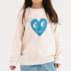 kremowa bluza z niebieskim sercem, z froty, frotowa, 100% bawełna, biała, sportowa, dla dziecka