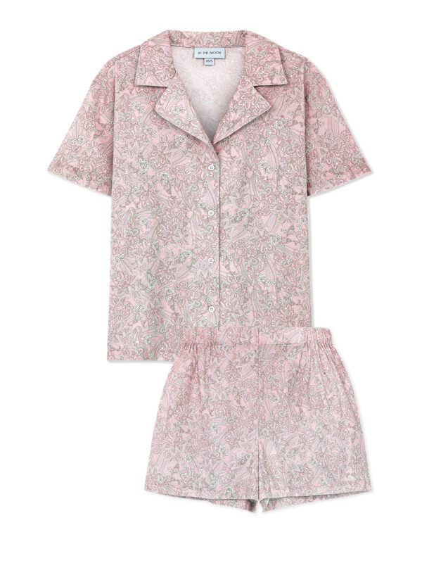 różowa damska piżamka, piżama, komplet pizamowy, koszula i spodenki od piżamy, bawełna, polska marka