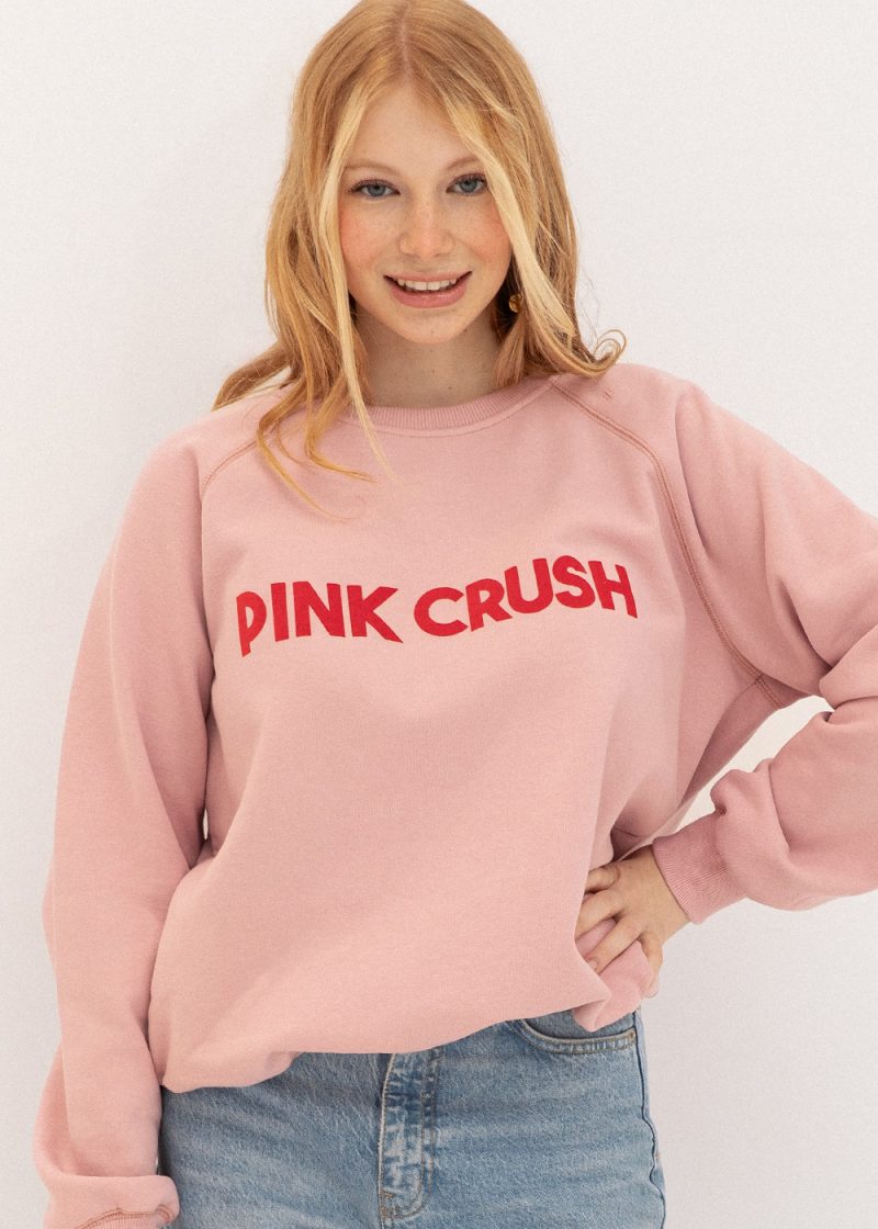 damska bluza różowa, bawełniana, z napisem pink crush, luźna, polska marka