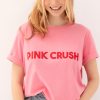 różowy damki t-shirt, podkoszulka, koszulka bawełniana, z napisem pink crush