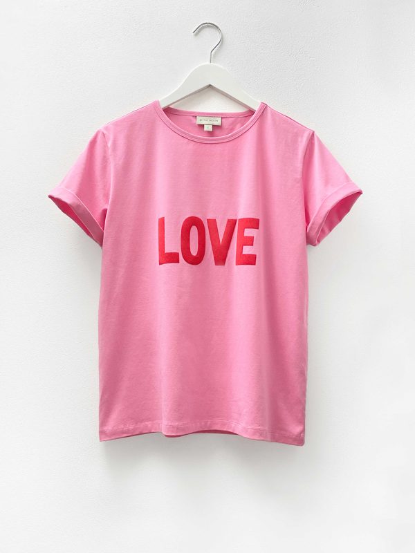 damski, różowy t-shirt, damska koszulka, z napisem love, polska marka,