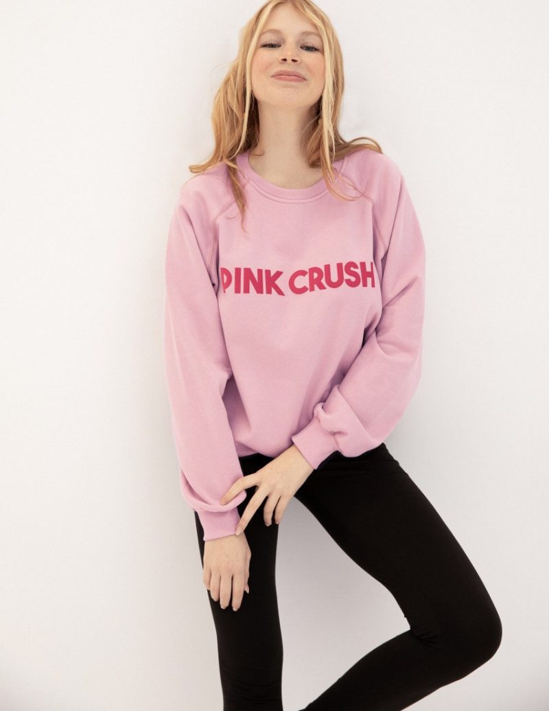 bluza damska z napisem pink crush, różowa bluza , raglanowa, bawełniana, polska marka
