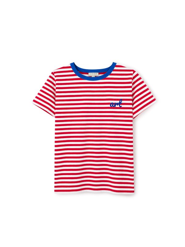 t-shirt damski w czerwone paski, paseczki, polska marka