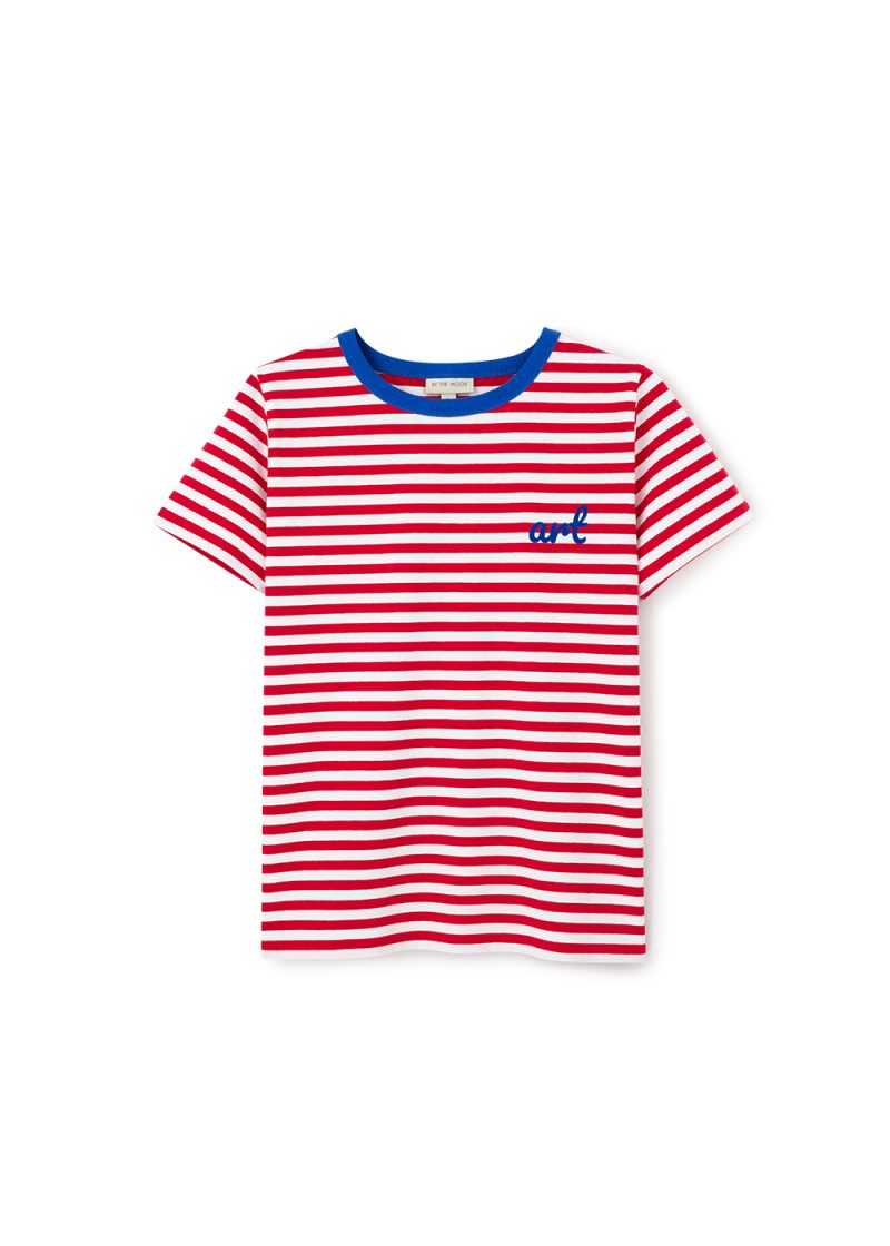 t-shirt damski w czerwone paski, paseczki, polska marka