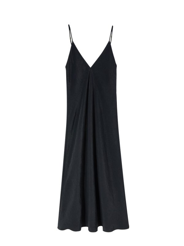 czarna sukienka slip dress Juliette noir, na ramiączkach, z dekoltem na plecach, długa, z wiskozy, polska marka by the moon