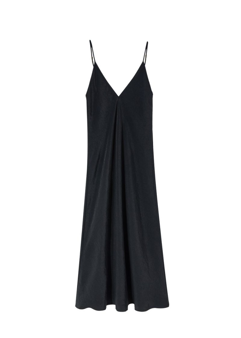 czarna sukienka slip dress Juliette noir, na ramiączkach, z dekoltem na plecach, długa, z wiskozy, polska marka by the moon
