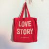 czerwona duża torba shopper, vintage, love story