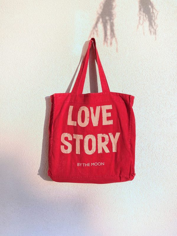 czerwona duża torba shopper, vintage, love story