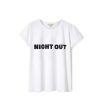 biały t-shirt z błyszczącym nadrukiem, napisem night out, na imprezę, koszulka damska,