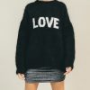 sweter Love by the moon, czarny, oversize, gruby, ciepły, moher, alpaka