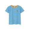 damska koszulka, damski t-shirt w niebieskie paseczki, paski błekitne z nadrukiem cytryny, cytrynki, bawełna, bawełniany, polska marka by the moon